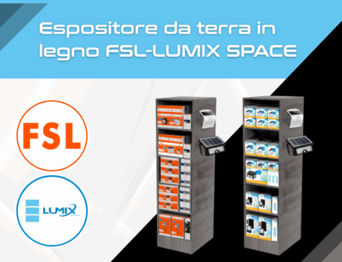 Espositore da terra in legno FSL-LUMIX SPACE: ordina, organizza, illumina